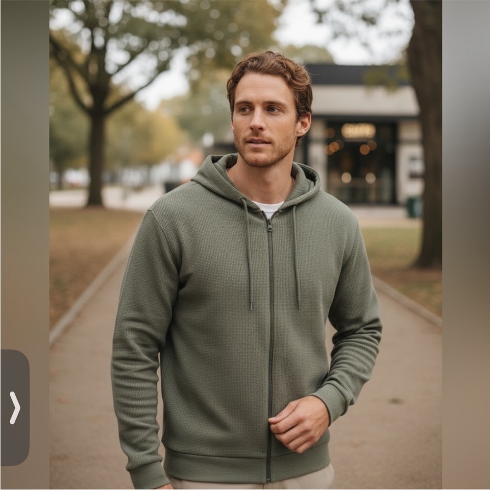 Vuori Hoodie Mens L Performance Waffle Zip Hoodie Full Zip Jacket V259